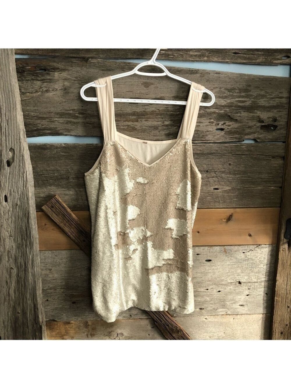 Penningtons Plus Size 2X Cream/Matte Sequin Tank Top